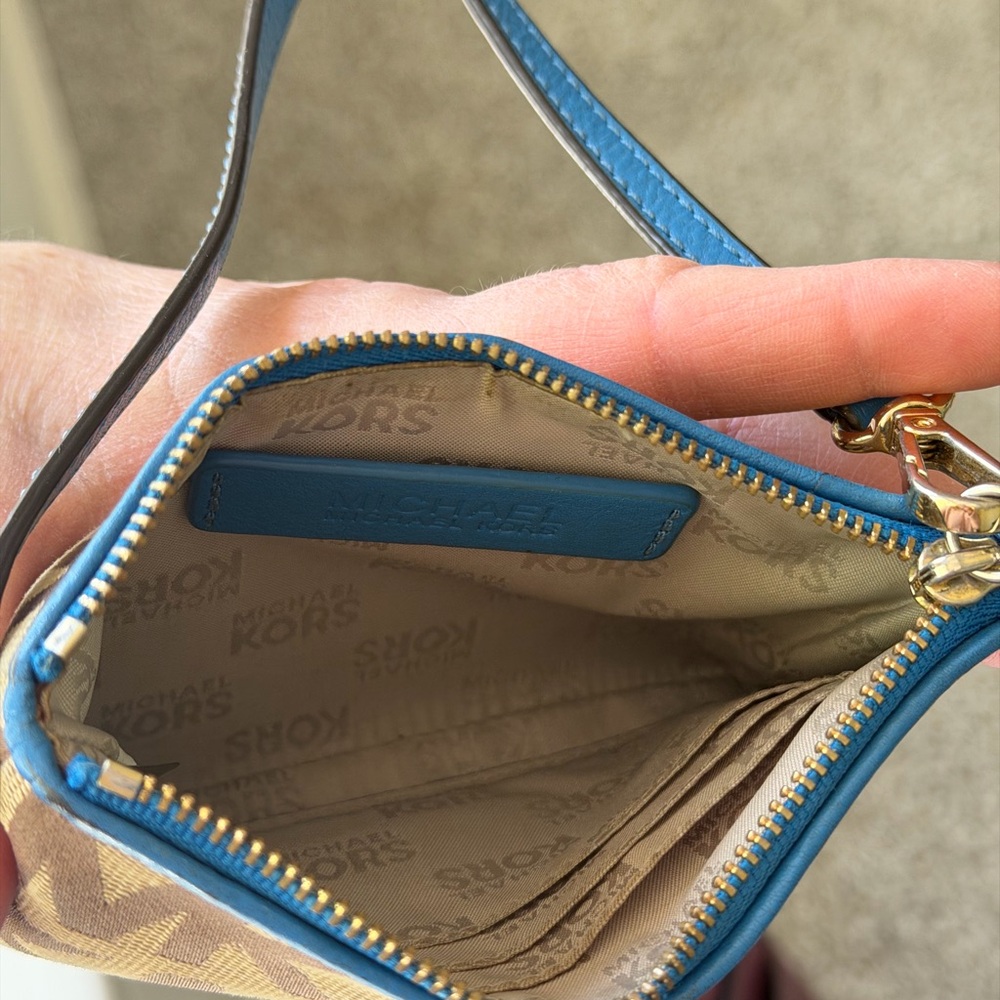 Michael Kors Brown and Blue Monogram Wristlet - Picture 6 of 6
